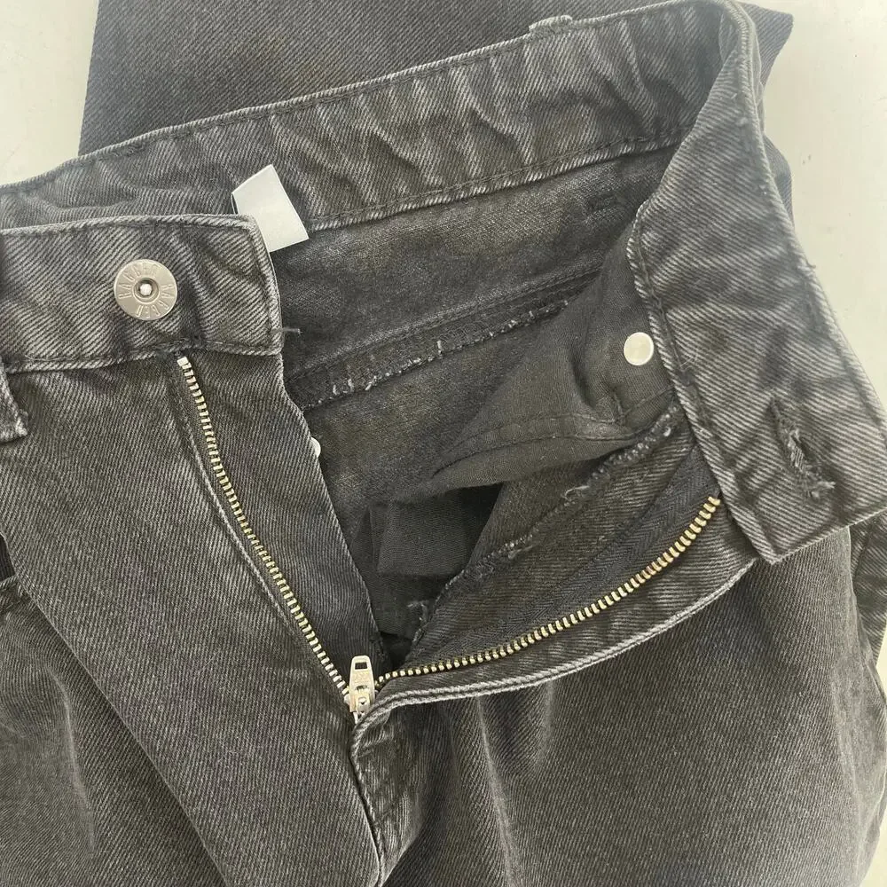 THE RAGGED PRIEST Jeans Size 26 Bum Rip Denim Washed Out Black High Waist Cotton